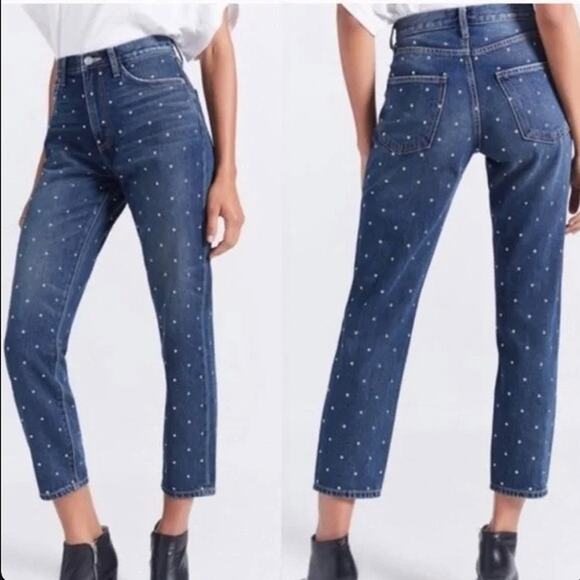Current/Elliott The Vintage Cropped Slim Studded Jeans 27 - Picture 3 of 10